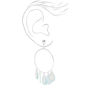 Silver 2&quot; Circle Gypsy Seashell Drop Earrings - Mint,