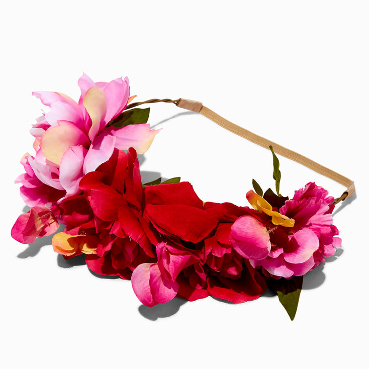 Tonal Pink Flower Crown Headwrap