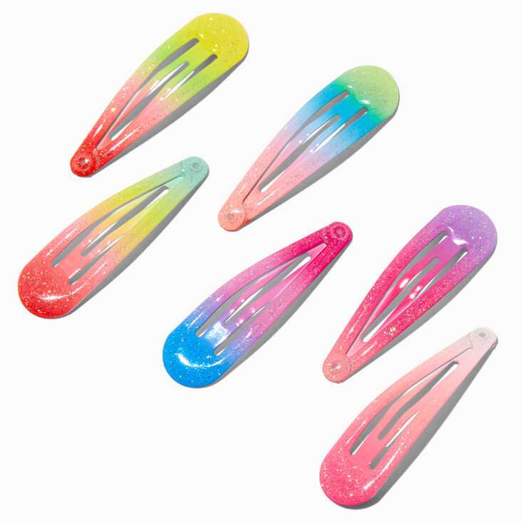 Claire&#39;s Club Ombr&eacute; Glitter Snap Hair Clips - 6 Pack,