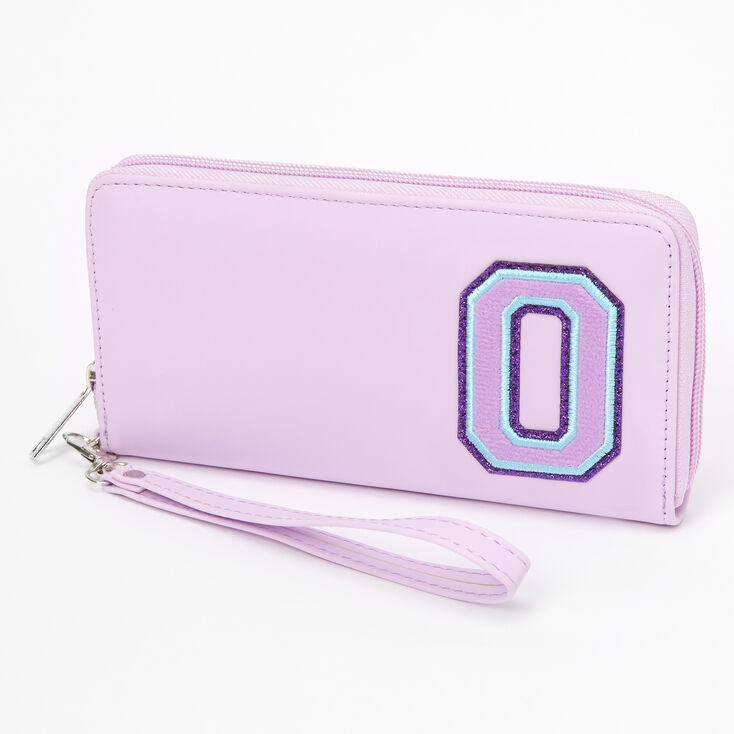 Purple Varsity Initial Wristlet - O,