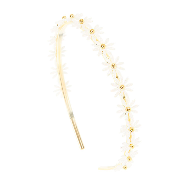 White Daisy Gold-tone Headband,