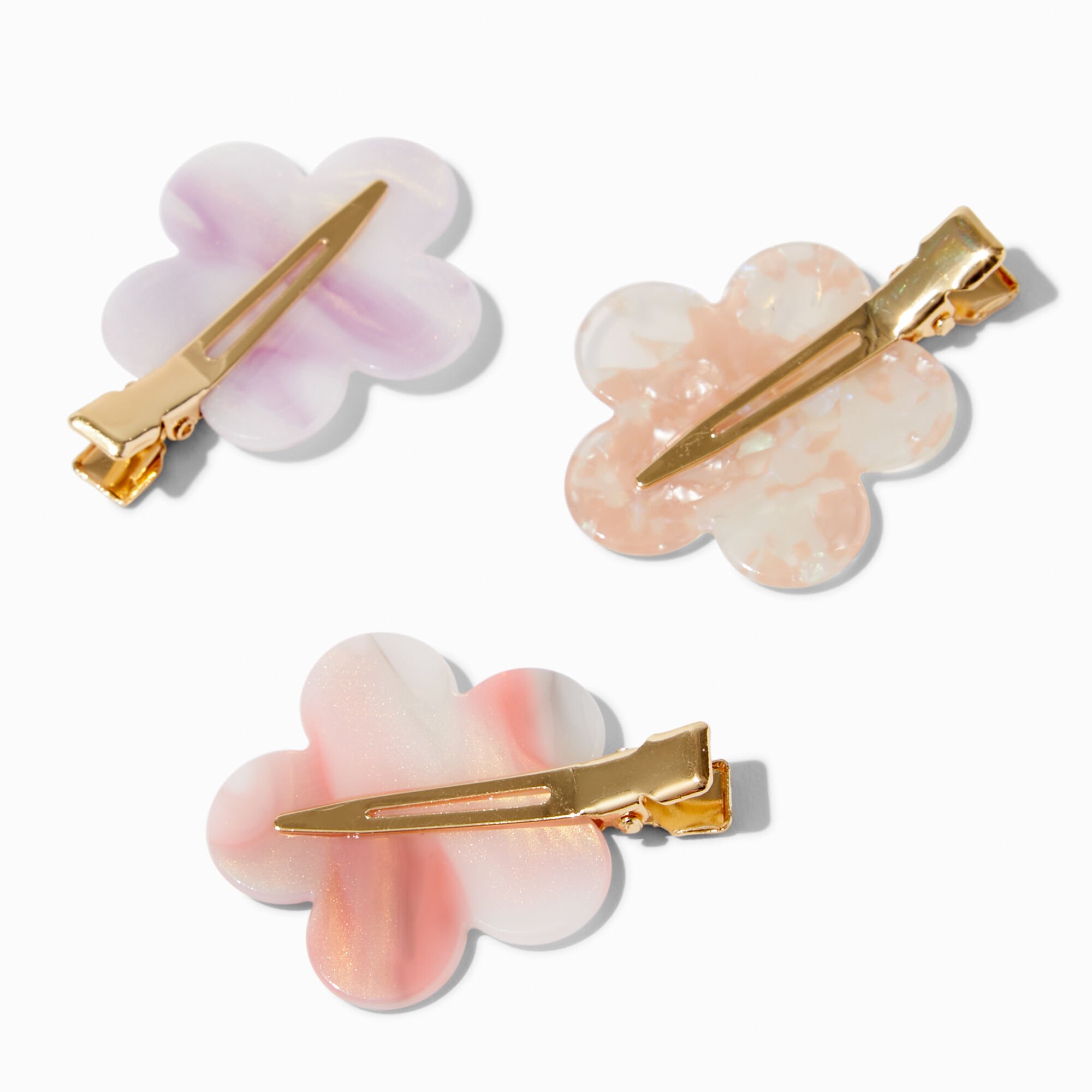 Barrettes de coiffure sans frisottis fleur couleur marbrée - Lot de 3,