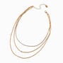 Gold-tone Cubic Zirconia Bezel Laser Multi-Strand Chain Necklace,