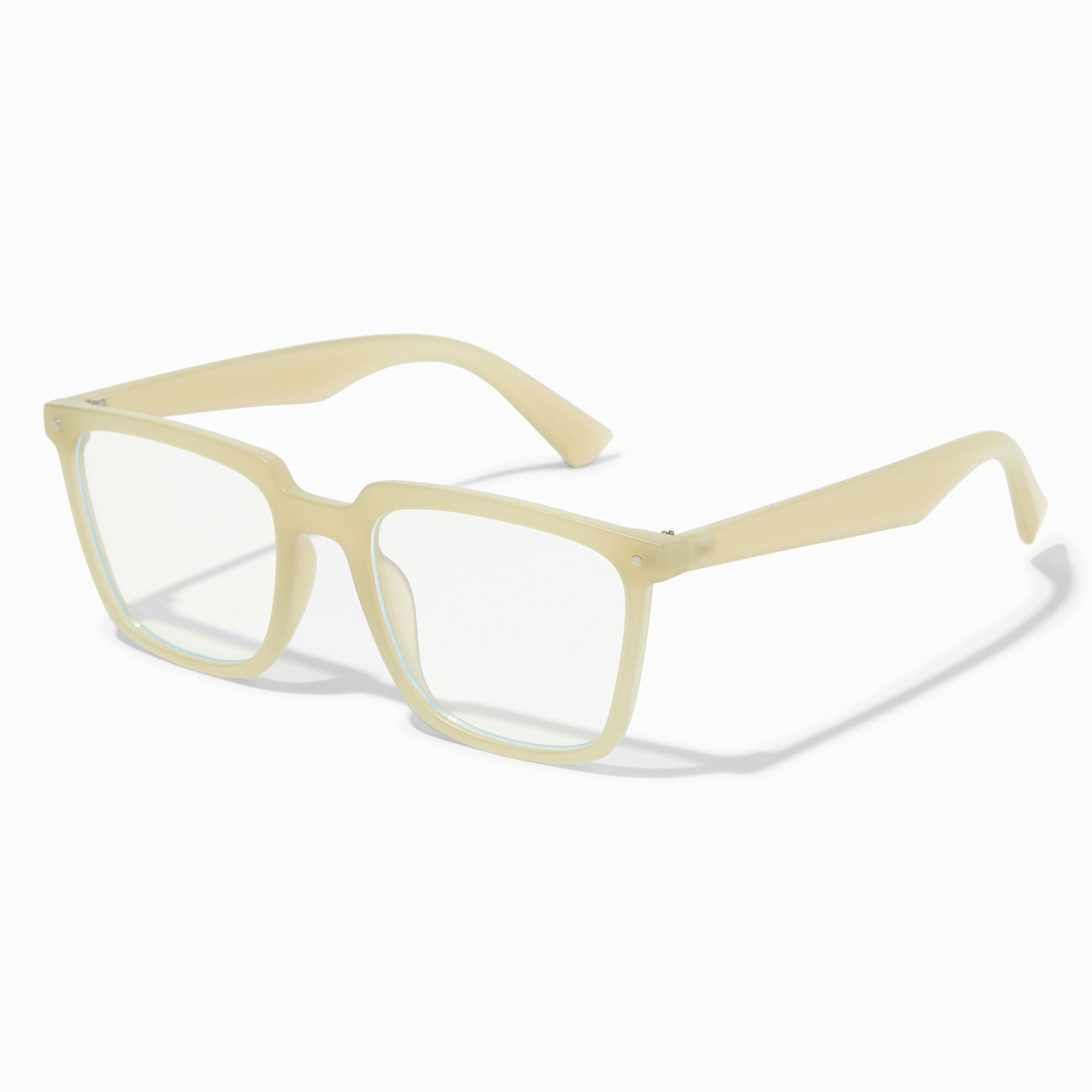 View Claires Blue Light Reducing Frosted Rectangular Clear Lens Frames Yellow information