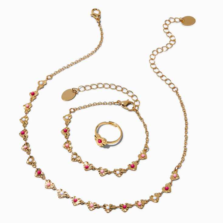 Claire&#39;s Club Gold-tone Connected Heart Jewellery Set - 3 Pack,