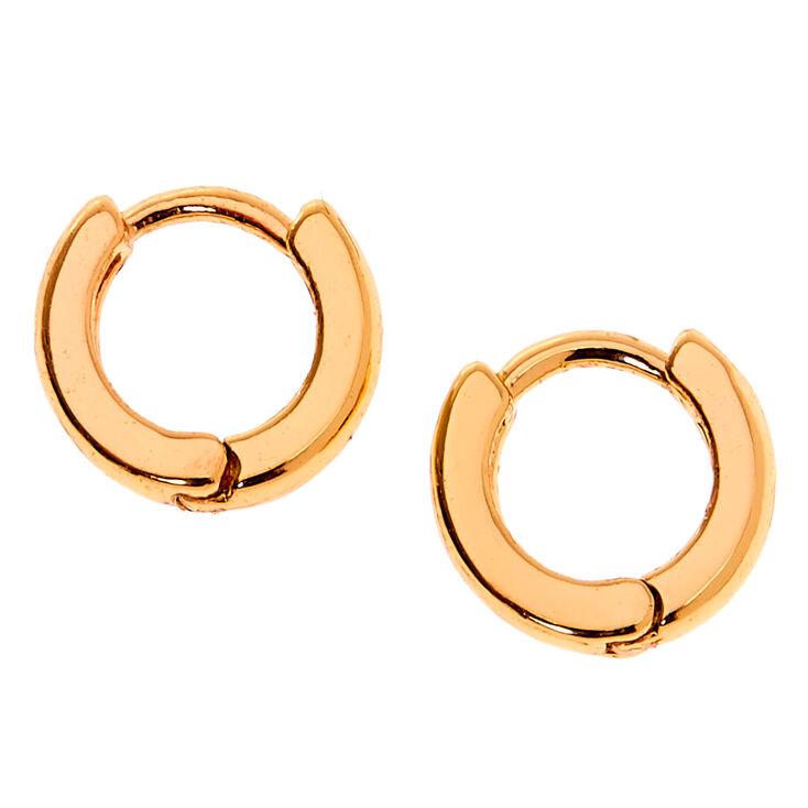 Gold 10MM Huggie Hoop Earrings,