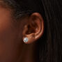 Silver-tone Cubic Zirconia Halo Studs Earrings - 3 Pack,