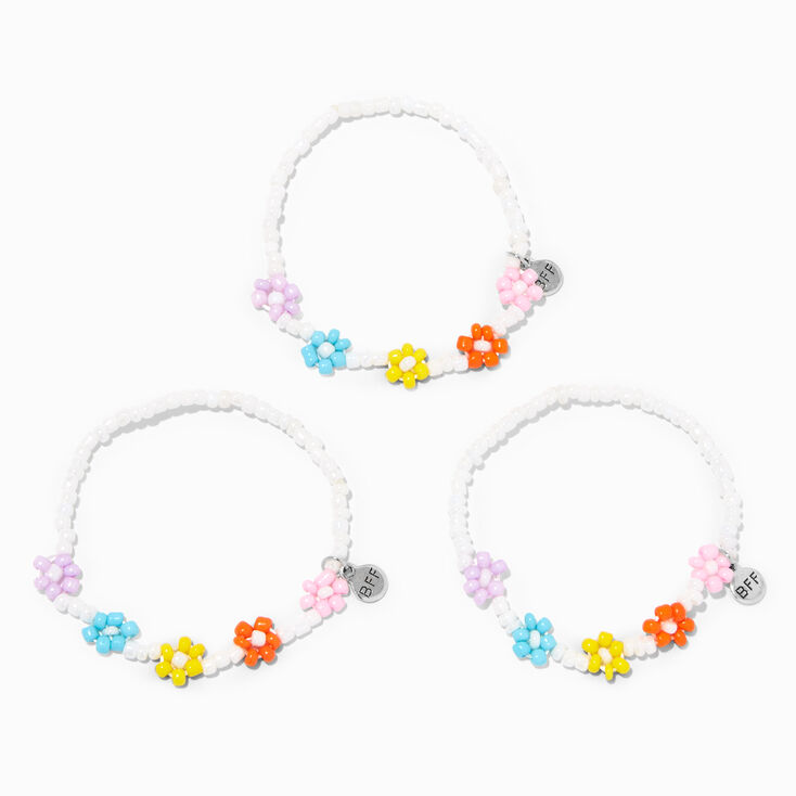 Best Friends Rainbow Daisy Stretch Bracelets - 3 Pack,