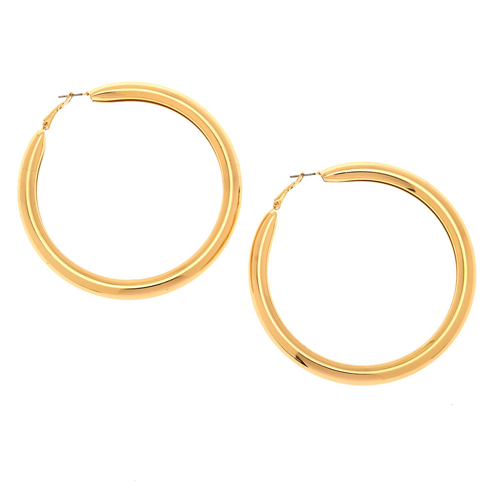 View Claires Tone 80MM Tube Hoop Earrings Gold information