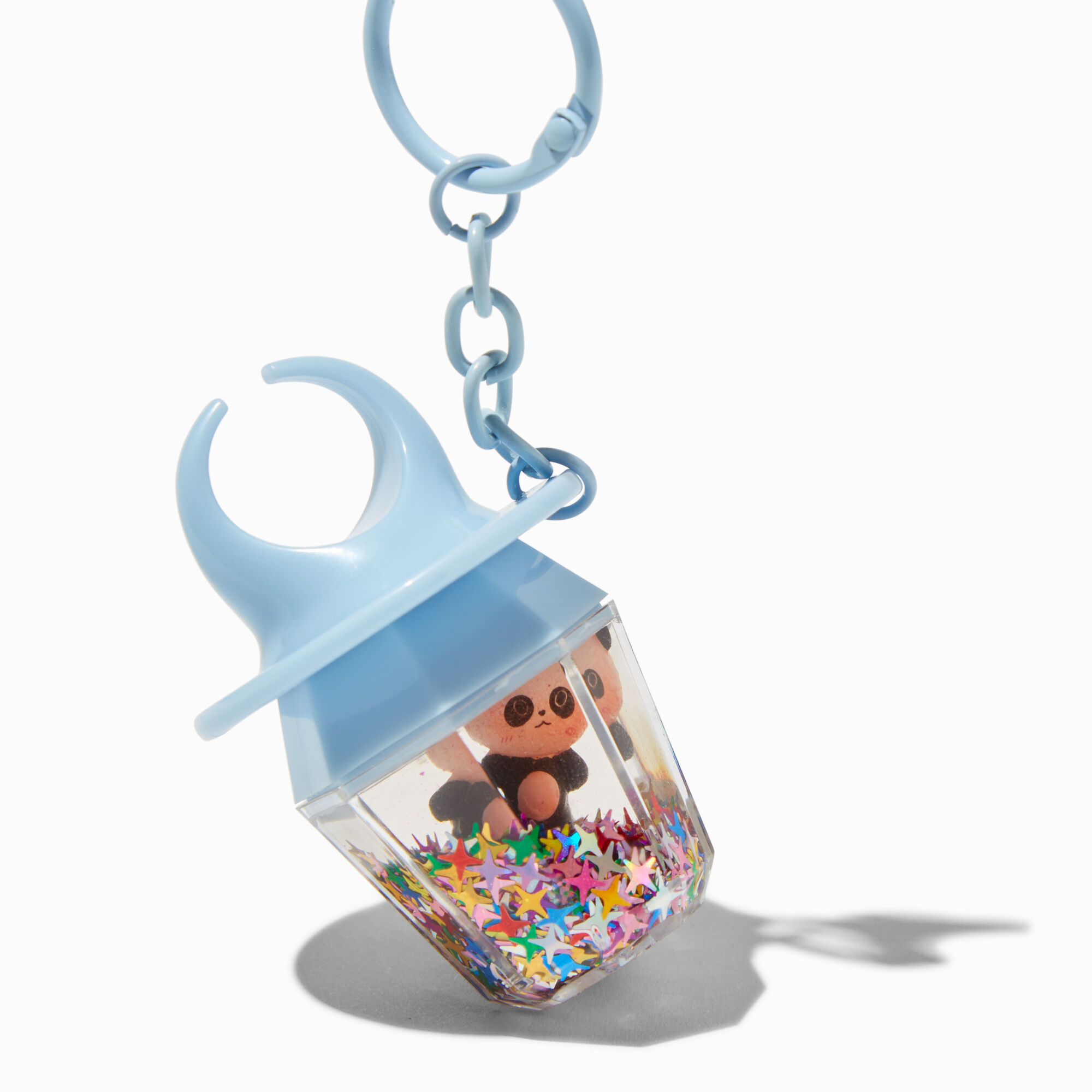 Panda Ring Water-Filled Glittery Keychain,