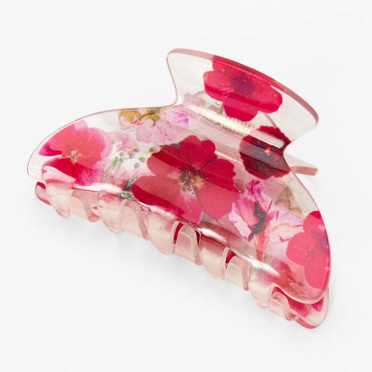 Transparent Red Hibiscus Flower Hair Claw,