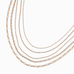 Gold-tone Mixed Multi-Strand Chain Necklace,