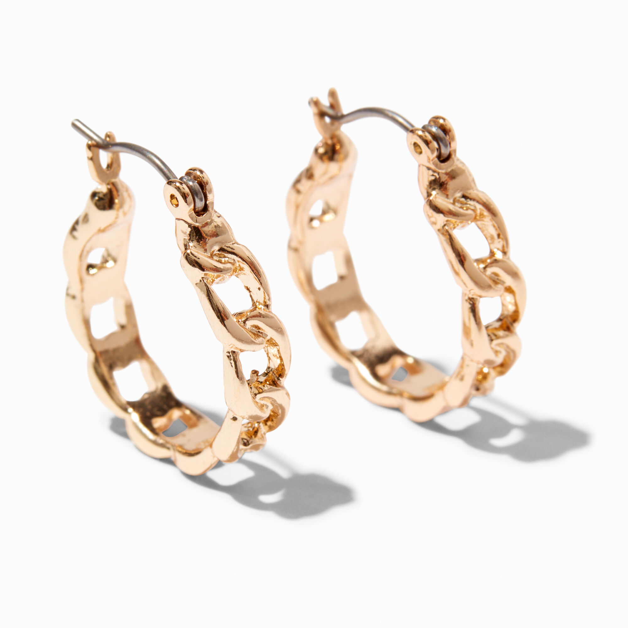 View Claires Tone 20MM Chainlink Hoop Earrings Gold information
