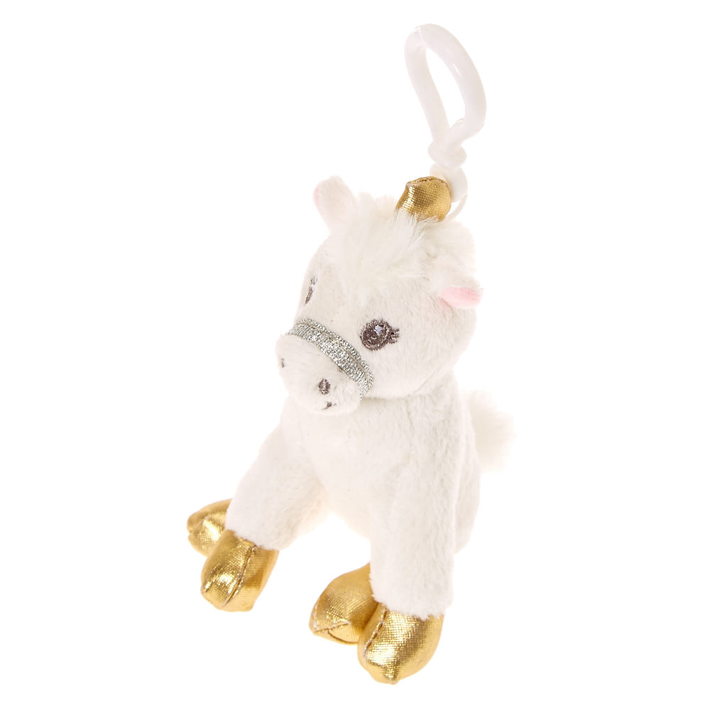Claire's Club Ariella the Unicorn Plush Keyring Clip - White,