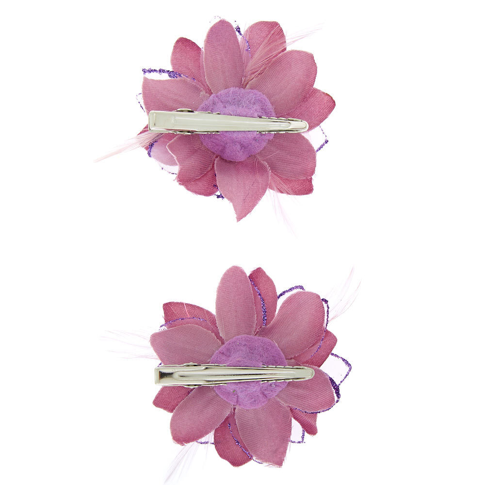Glitter Lilly Flower Hair Clips - 2 Pack,