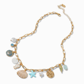 Light Blue Beach Charm Choker Necklace,