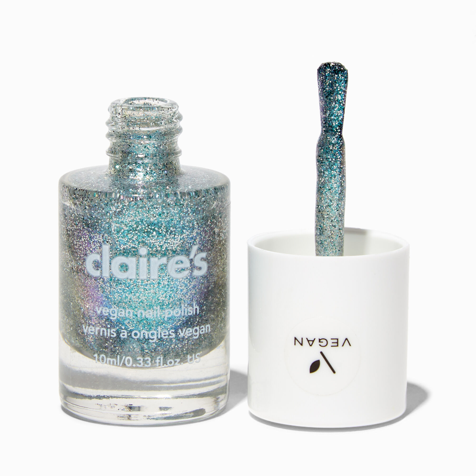 View Claires Vegan Glitter Nail Polish Sea Treasure information