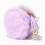 Purple Furry Pearl Initial Coin Purse Keyring - A,