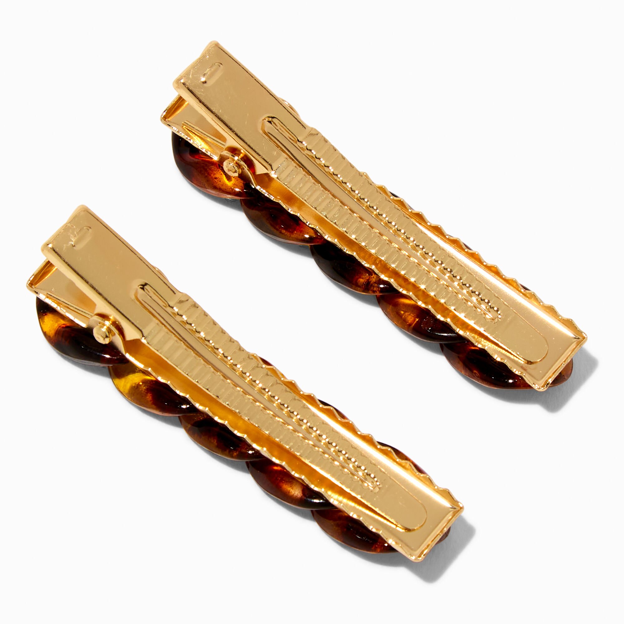 Tortoiseshell Chain Hair Barrette Clips - 2 Pack,