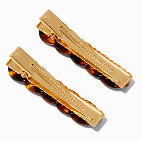 Tortoiseshell Chain Hair Barrette Clips - 2 Pack,