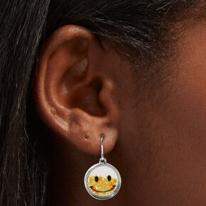 Happy Face Confetti Shaker 1&quot; Drop Earrings,