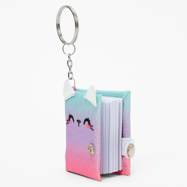 Ombre Cat Mini Glitter Diary Keyring,