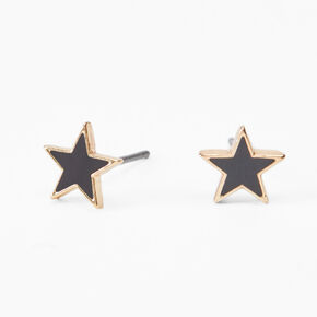 Black Star Gold-tone Stud Earrings,