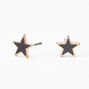 Gold Classic Star Stud Earrings - Black,