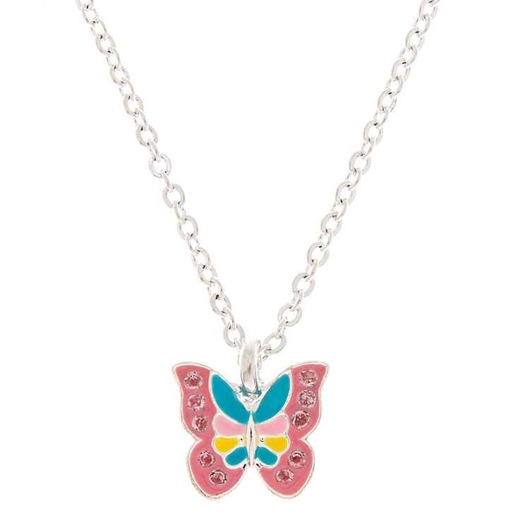 Butterfly Pendant Necklace Pink Claire S Us