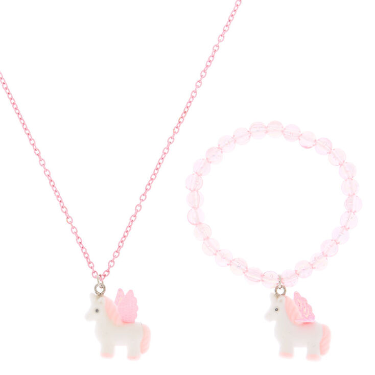 Claire S Club Fuzzy Unicorn Jewelry Set Pink 2 Pack Claire S Us