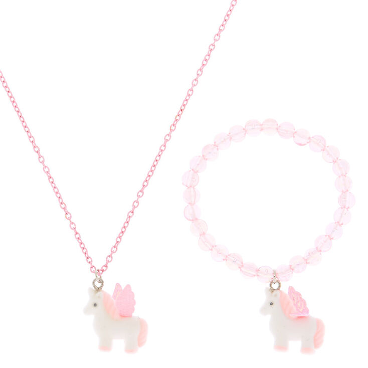 Claire&#39;s Club Fuzzy Unicorn Jewellery Set - Pink, 2 Pack,