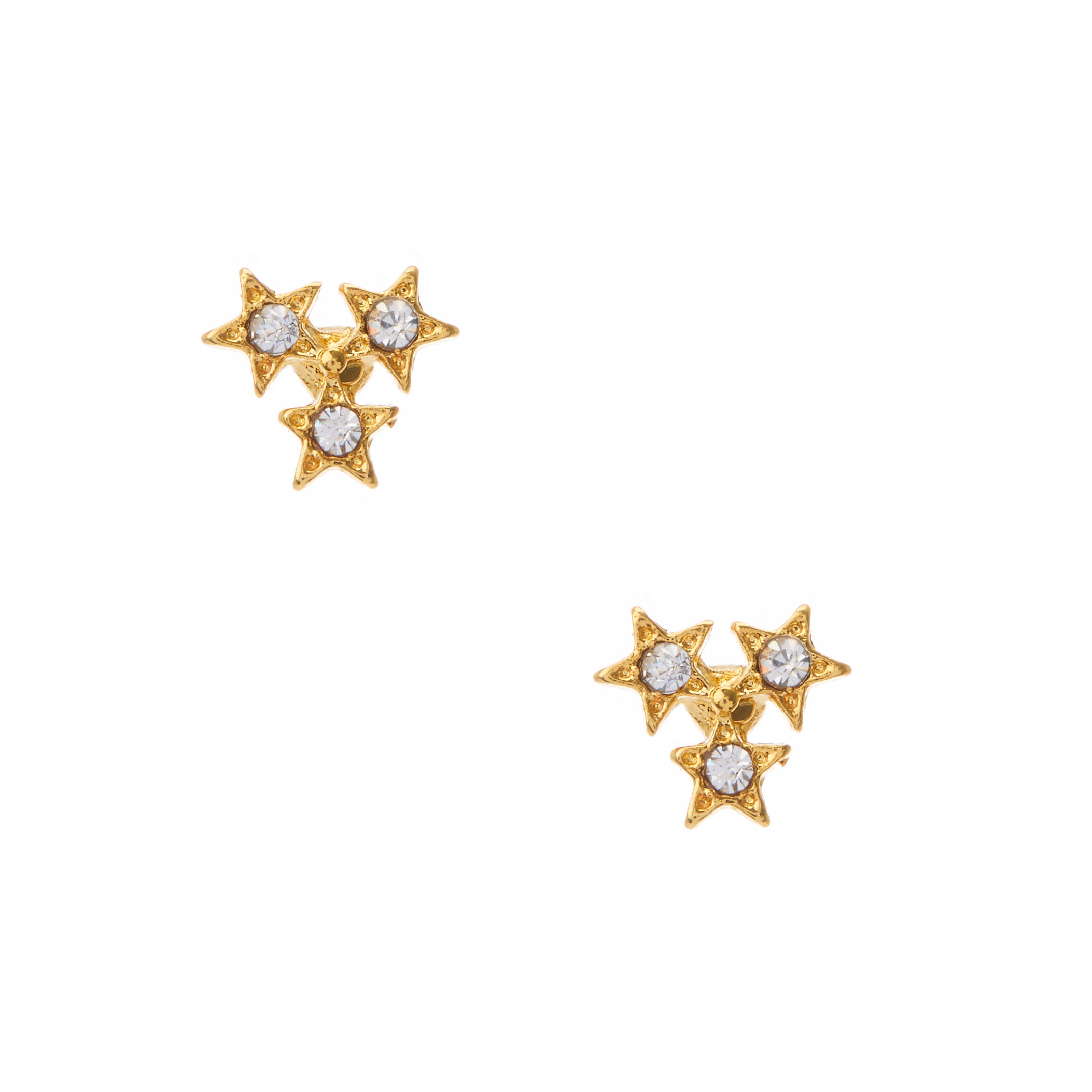 18kt Gold Plated Trio Star Stud Earrings,