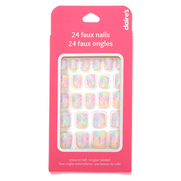 Mermaid Scale Press On Faux Nail Set - 24 Pack,