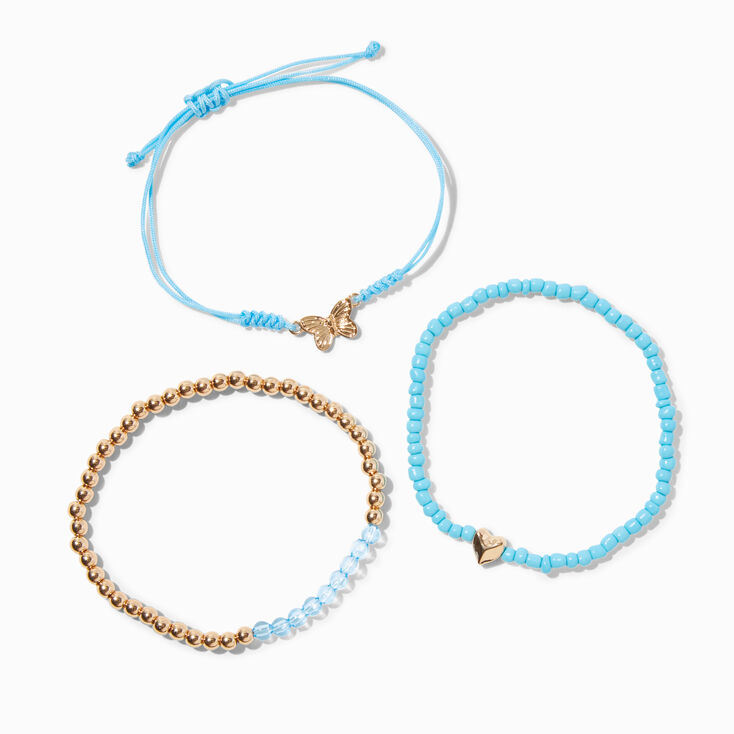 March Birthstone Beaded Stretch Bracelets - 3 Pack,