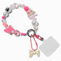 Pink Beaded Phone Wristlet Strap,
