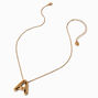 Gold-tone Bubble Initial Pendant Necklace - A,