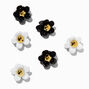 Mini pinces &agrave; cheveux marguerites noires et blanches - Lot de 6,