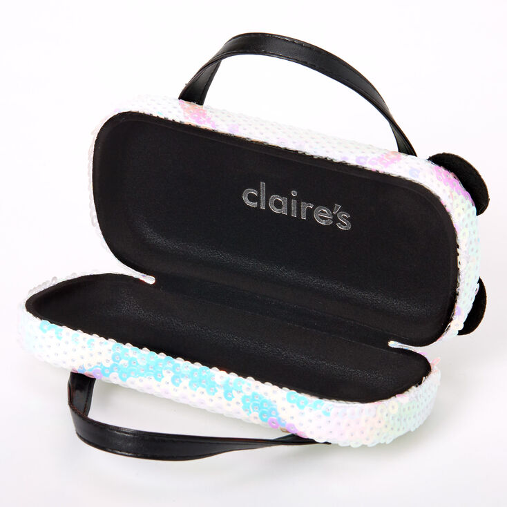 Claire's Club Sequin Panda Glasses Case - White