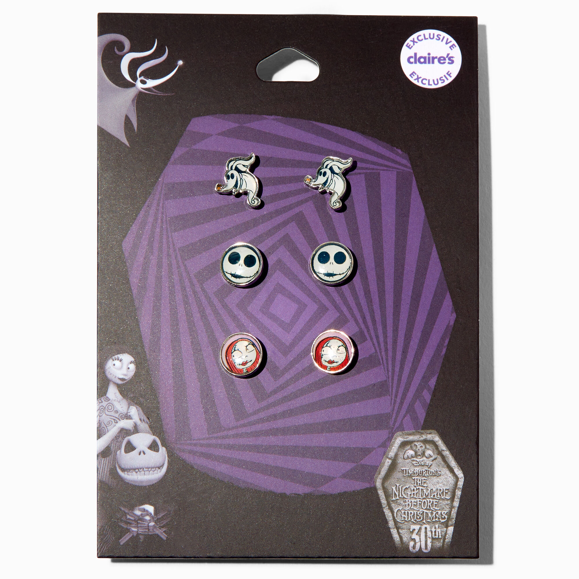 View Claires The Nightmare Before Christmas Enameled Stud Earring Set 3 Pack information