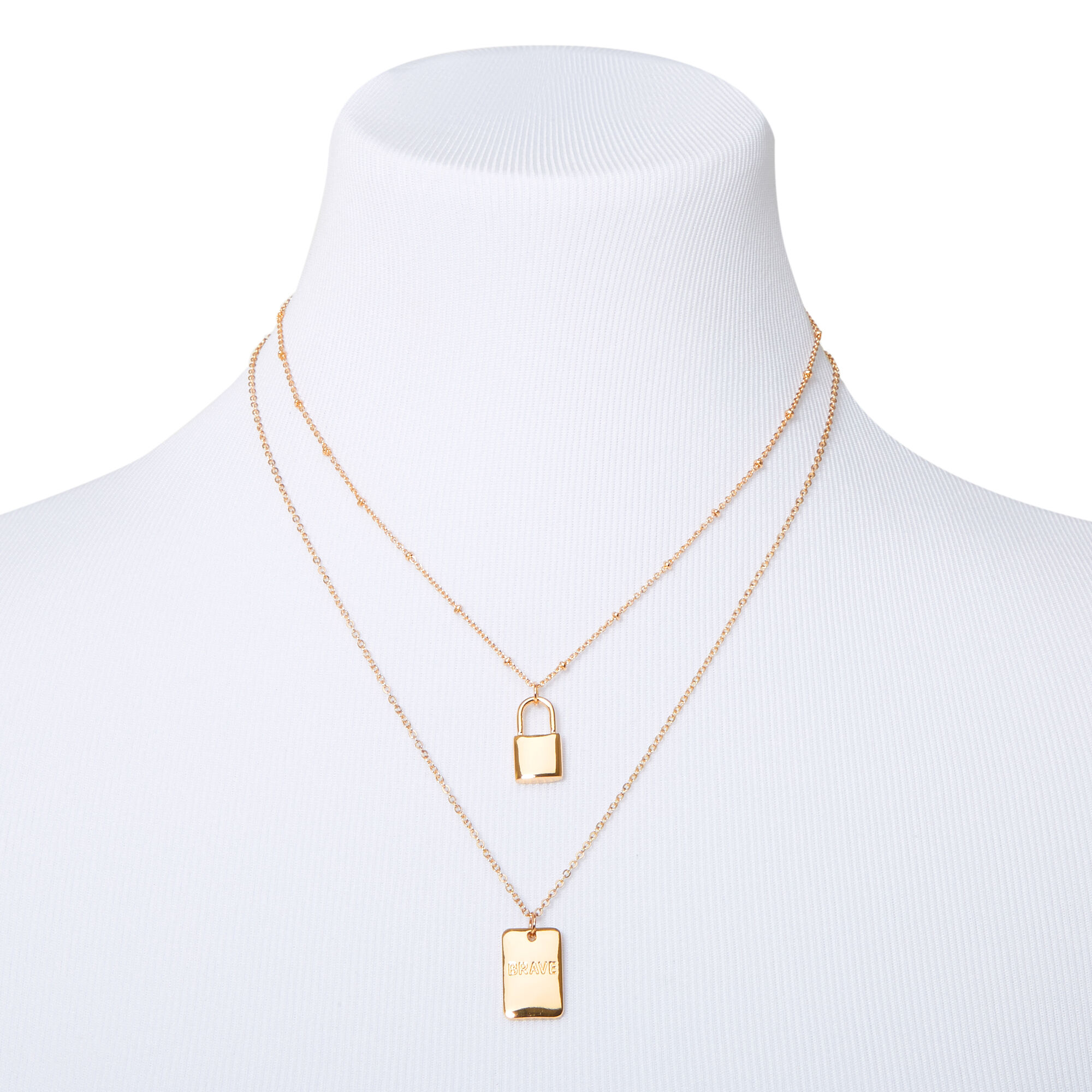 Sky Brown™ Gold Padlock Chain Necklaces - 2 Pack,