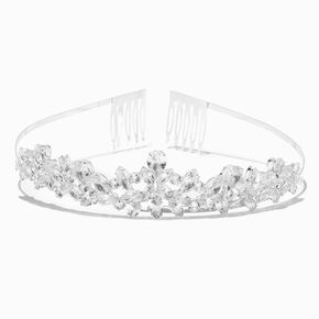 Silver-tone Rhinestone Leaf Tiara,