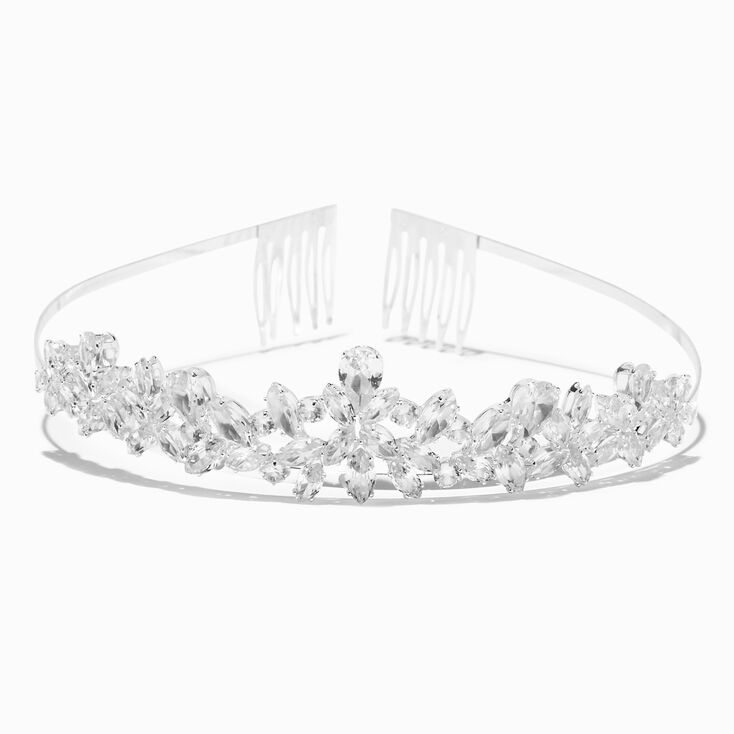 Silver Rhinestone Leaf Tiara,