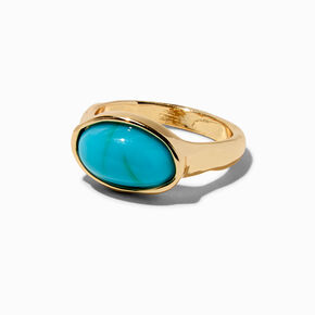 Gold-tone Turquoise Ring Stack - 3 Pack,
