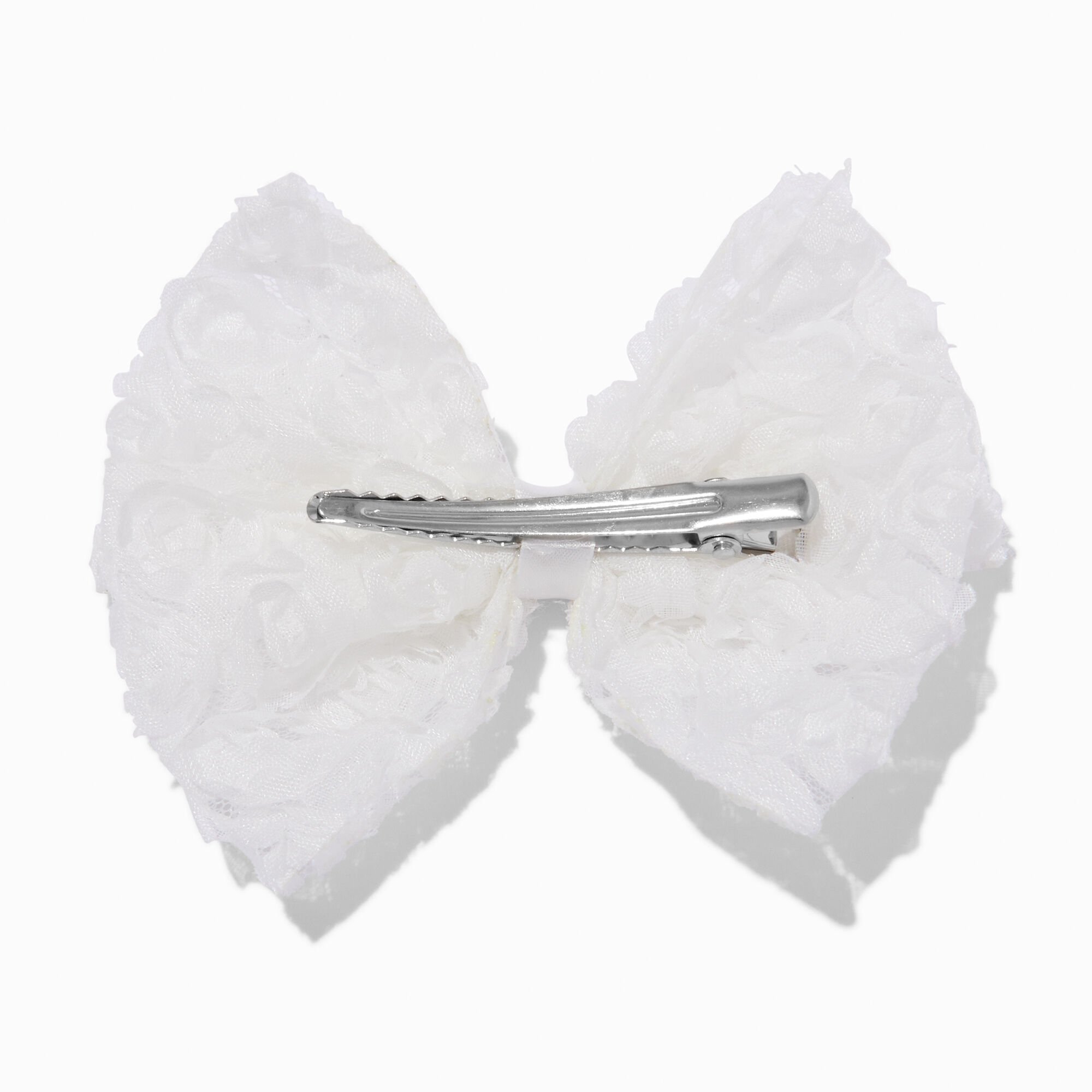 Claire's Club White Rose Hair Bow Clip,