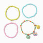 Claire&#39;s Club Pastel Glitter Critter Seed Bead Stretch Bracelets - 4 Pack,
