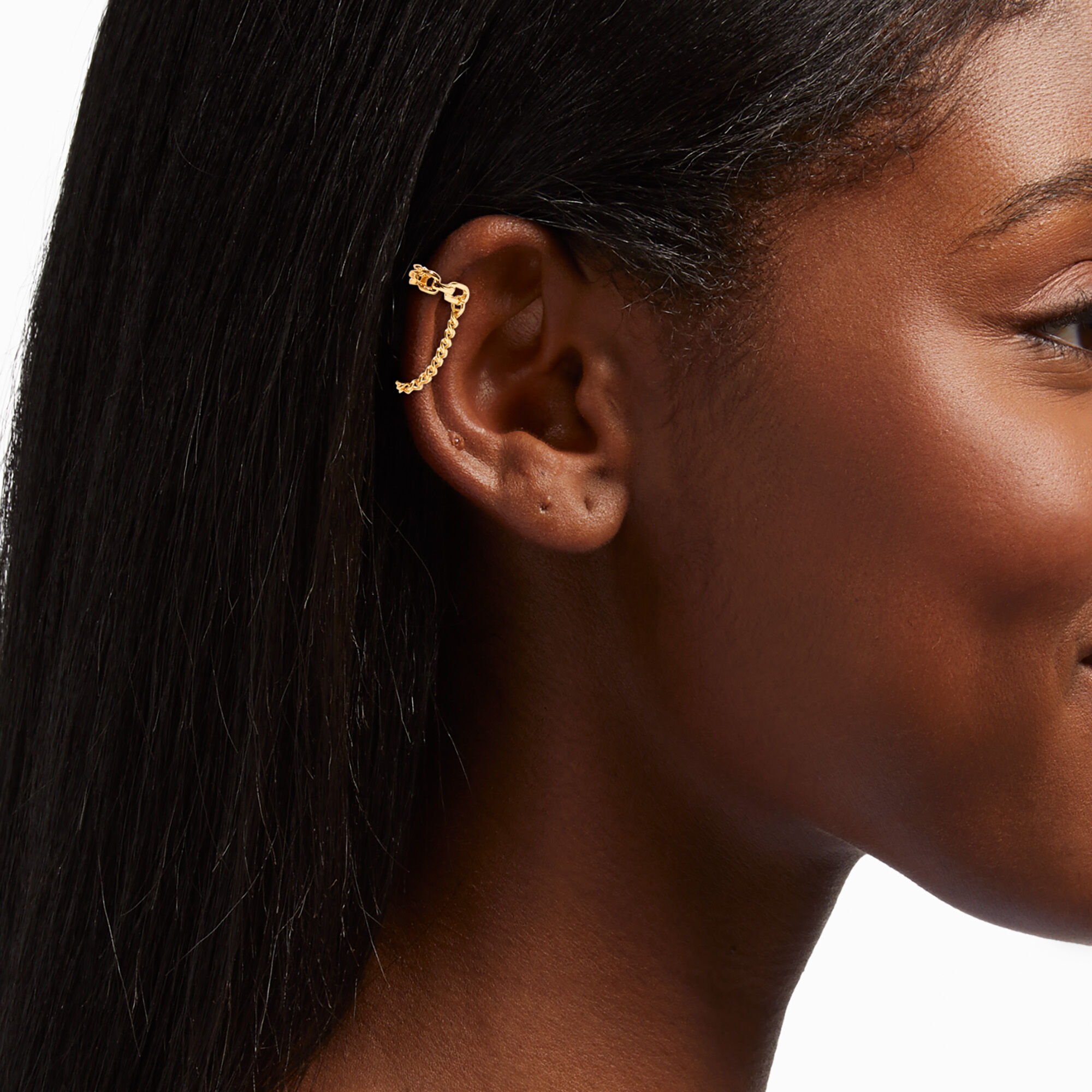 Gold Chainlink Dangle Ear Cuff