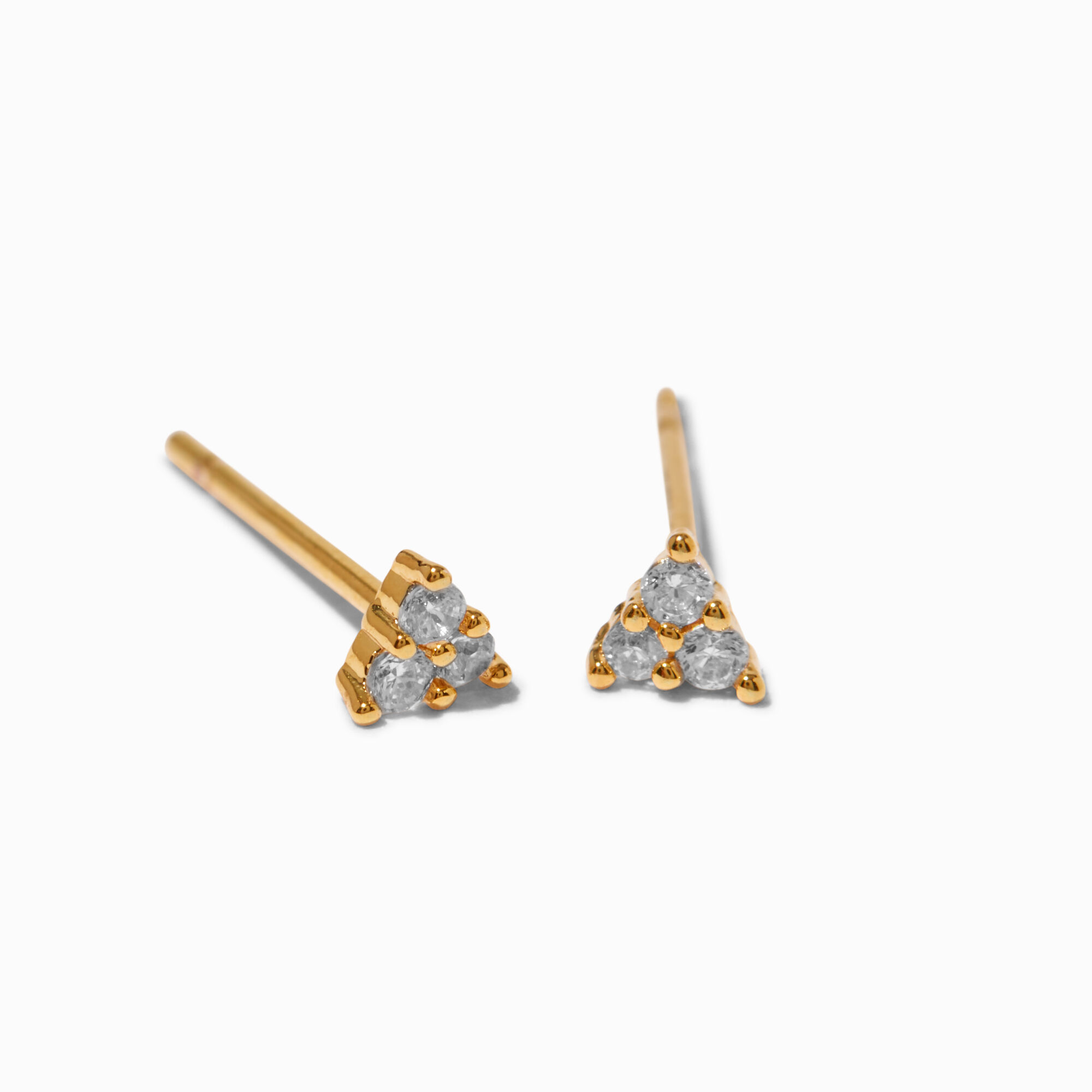 View C Luxe By Claires 18K Gold Plated Cubic Zirconia Triangle Stud Earrings Yellow information