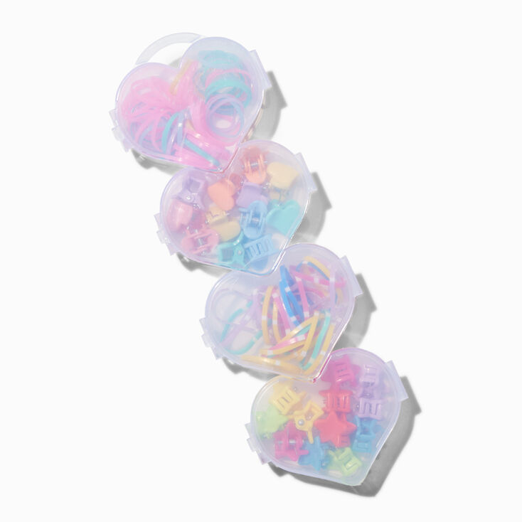 Claire&#39;s Club Heart Hair Ties &amp; Mini Claws Set,