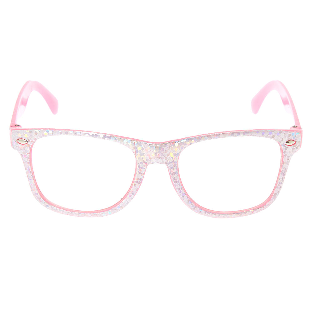 Claire s Club Holographic Retro Clear Lens Frames Pink