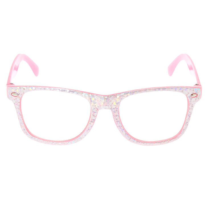 Claire&#39;s Club Holographic Retro Clear Lens Frames - Pink,